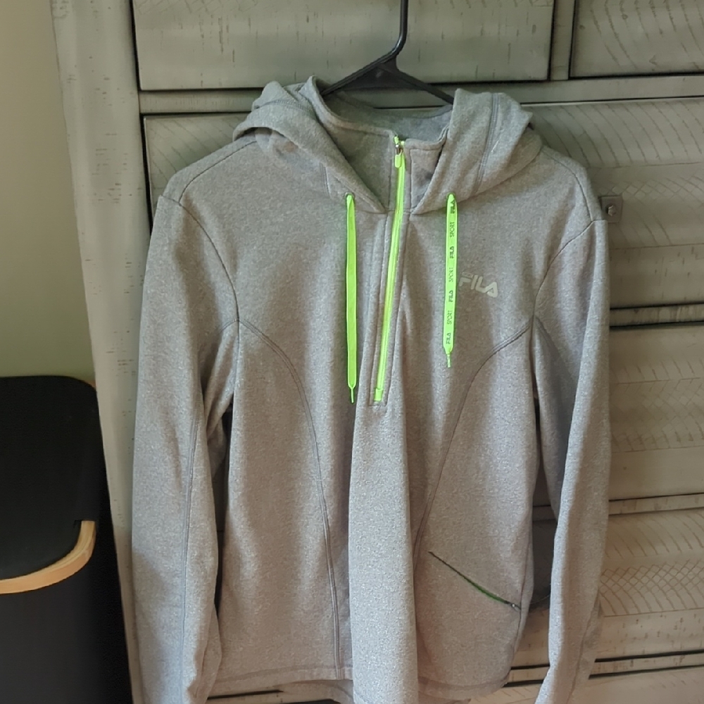 Fila Heather Gray Jacket with Bright Green Details